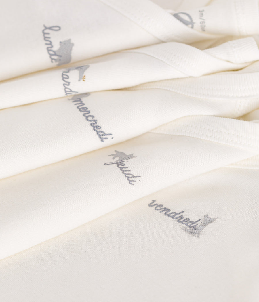 Set of 5 Long-sleeve Wrap-Over Bodysuits - Days of the Week - Parkette.