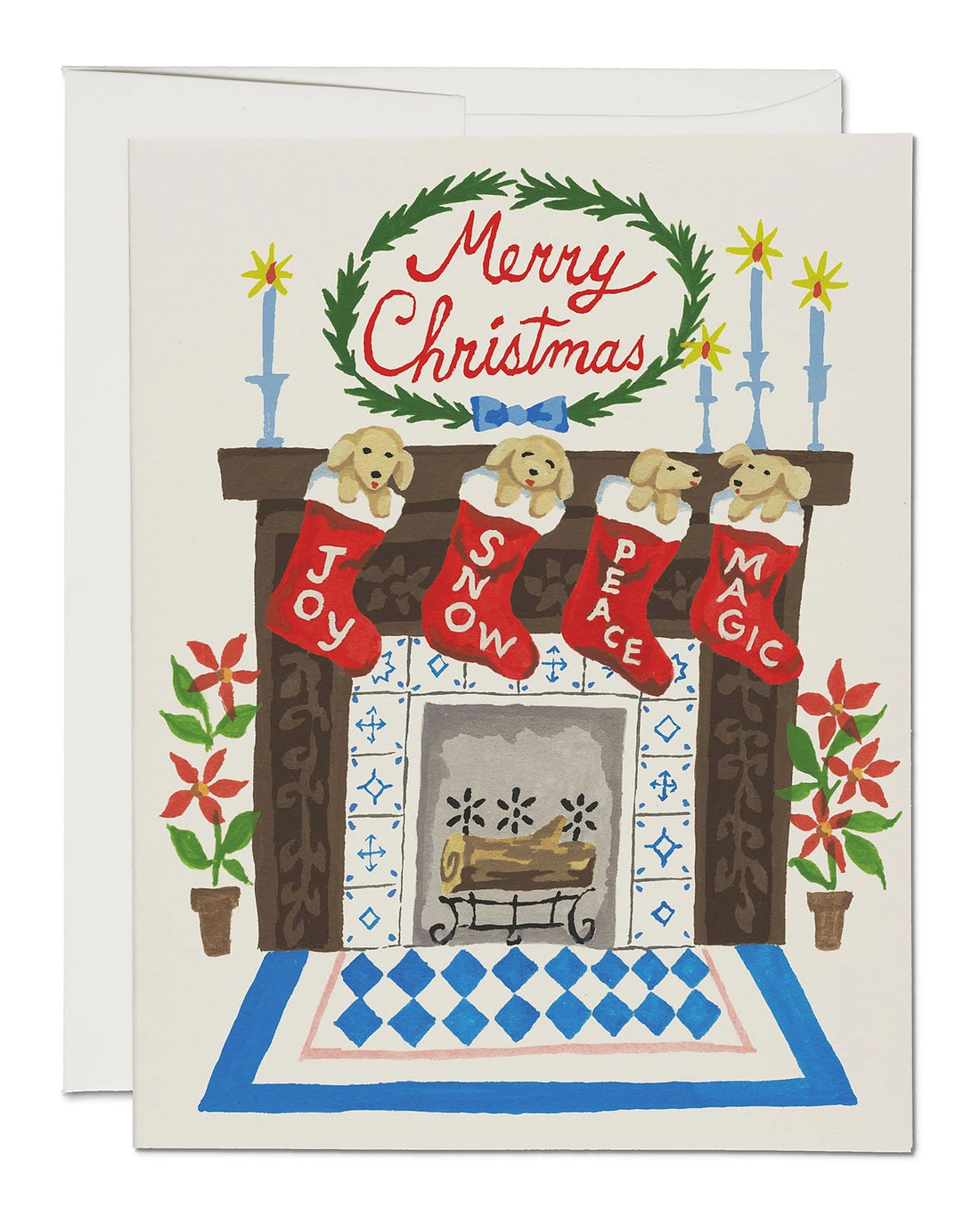 Fireplace Puppies Greeting Card