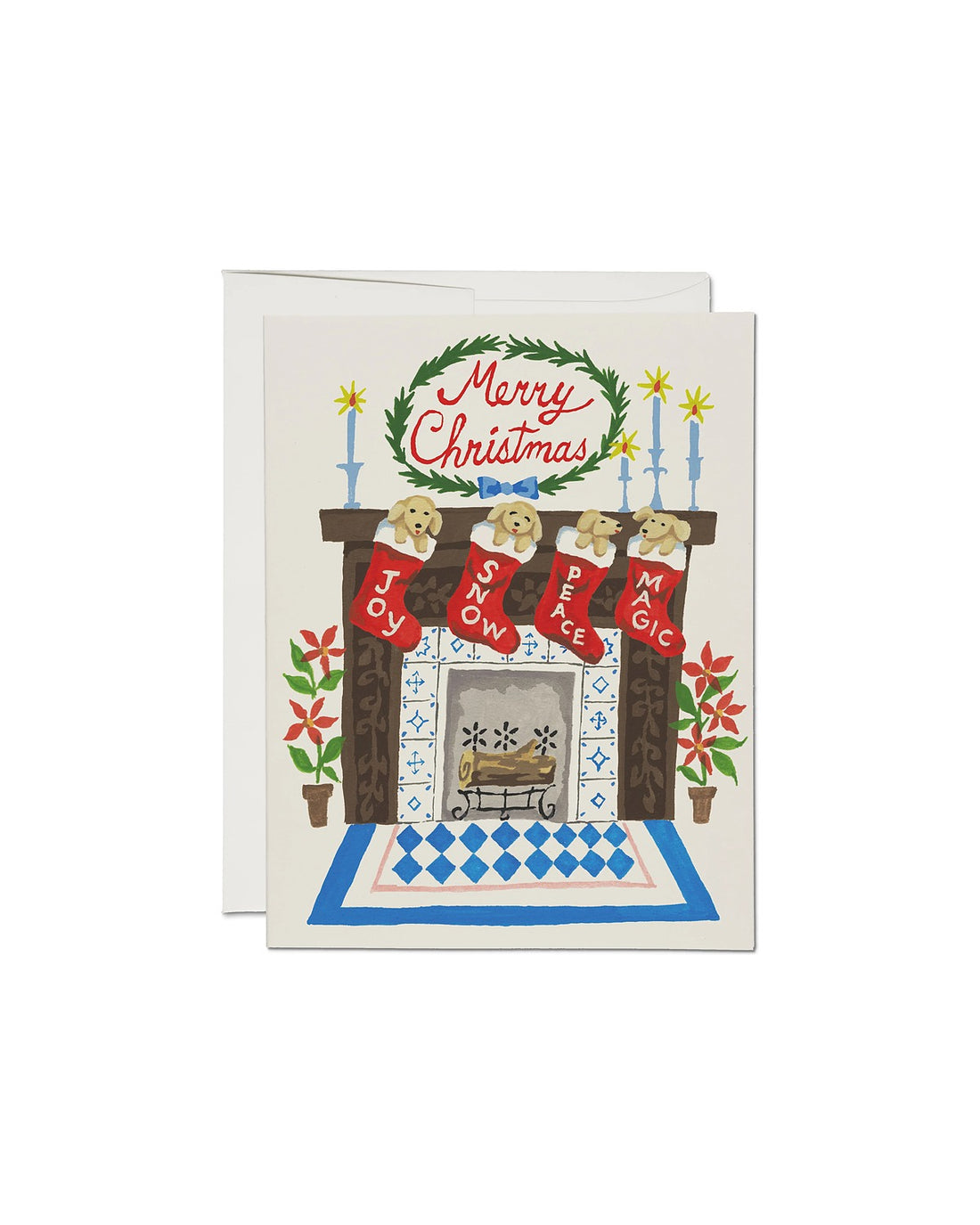 Fireplace Puppies Greeting Card - Parkette.