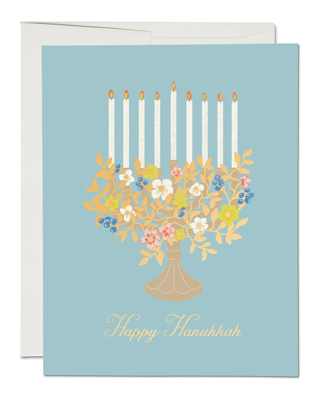 Floral Menorah Greeting Card