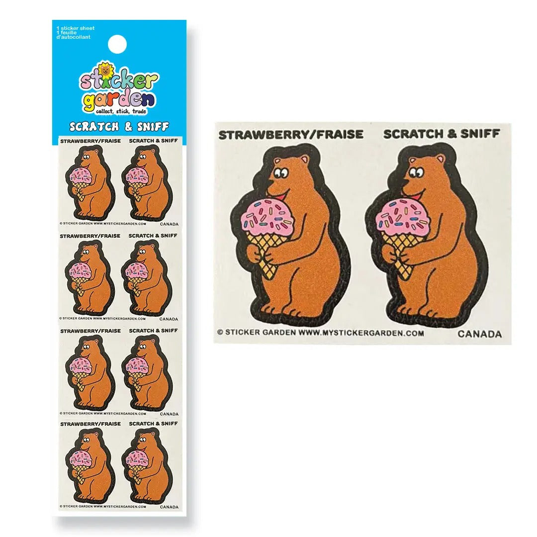 Bear Strawberry Scratch and Sniff Sticker Sheet