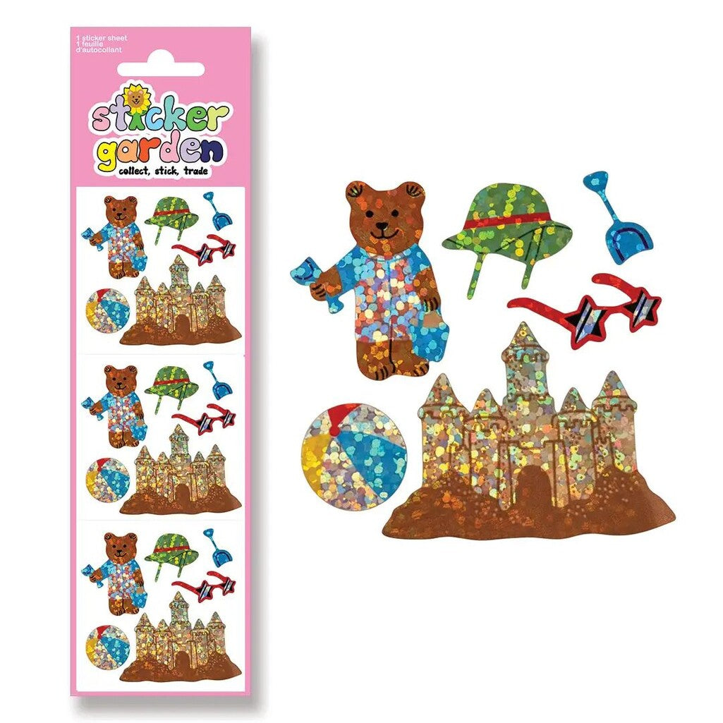 Sparkle Bear at the Beach Sticker Sheet - Parkette.
