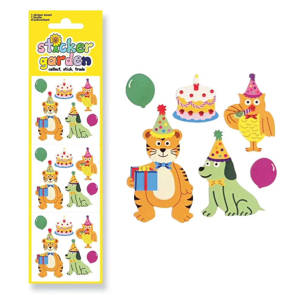 Glossy Birthday Animals Sticker Sheet - Parkette.