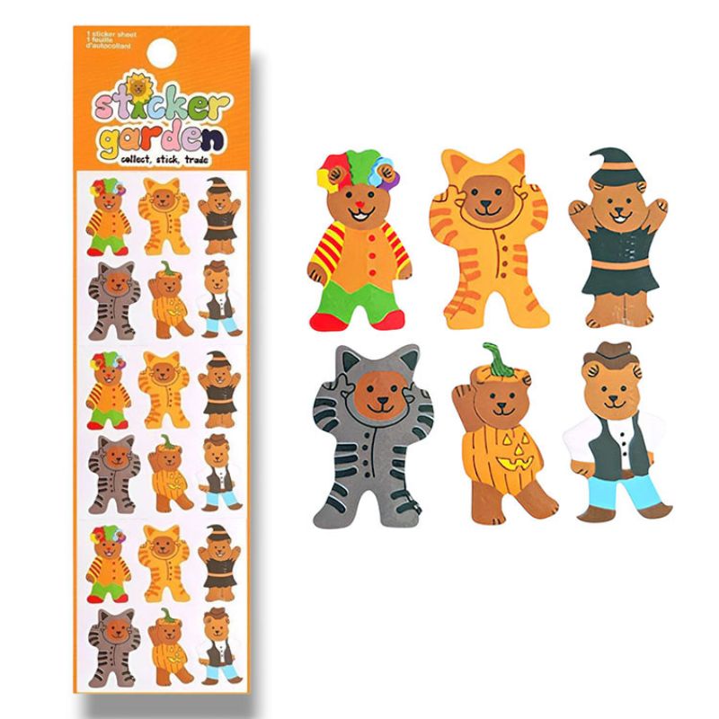 Glossy Trick or Bear Halloween Sticker Sheet