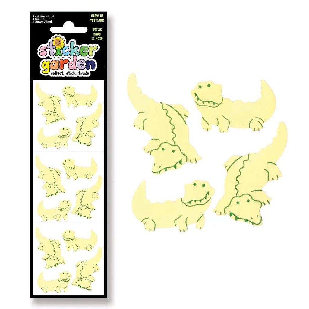 Glow in the Dark Crocodile Sticker Sheet - Parkette.