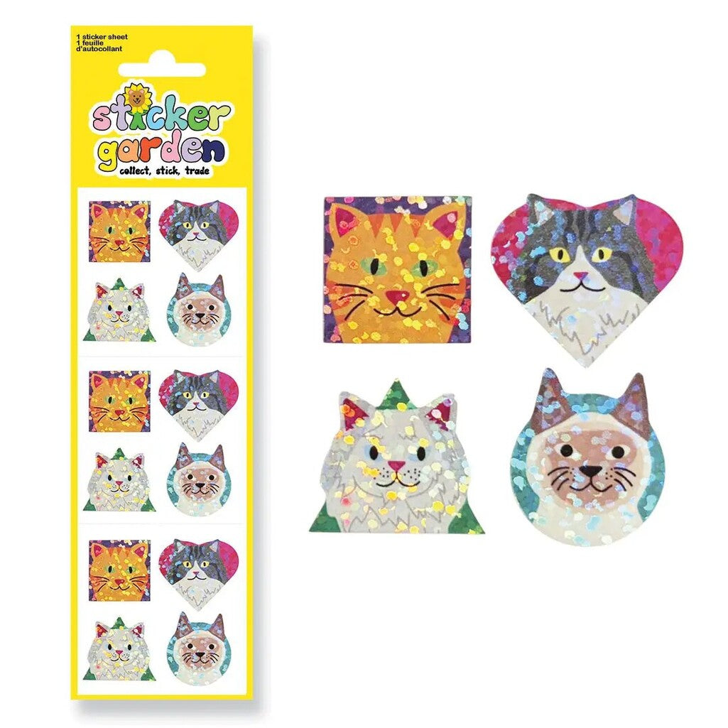 Sparkle Cat Shapes Sticker Sheet - Parkette.