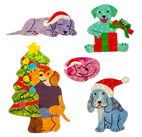 Sparkle Christmas Dogs Sticker Sheet