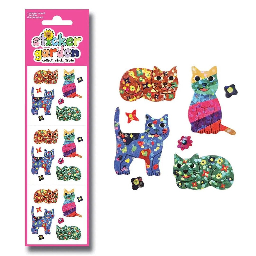 Sparkle Groovy Cats Sticker Sheet - Parkette.