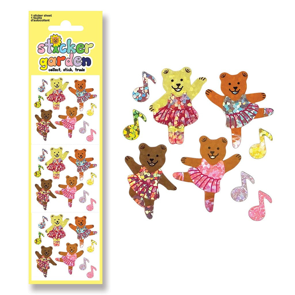Sparkle Ballerina Bears Sticker Sheet - Parkette.
