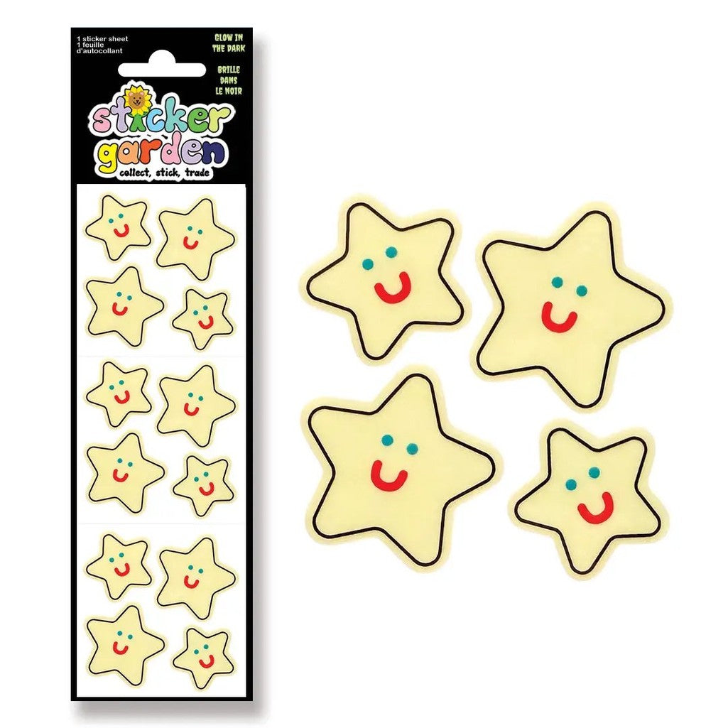 Glow in the Dark Happy Stars Sticker Sheet - Parkette.