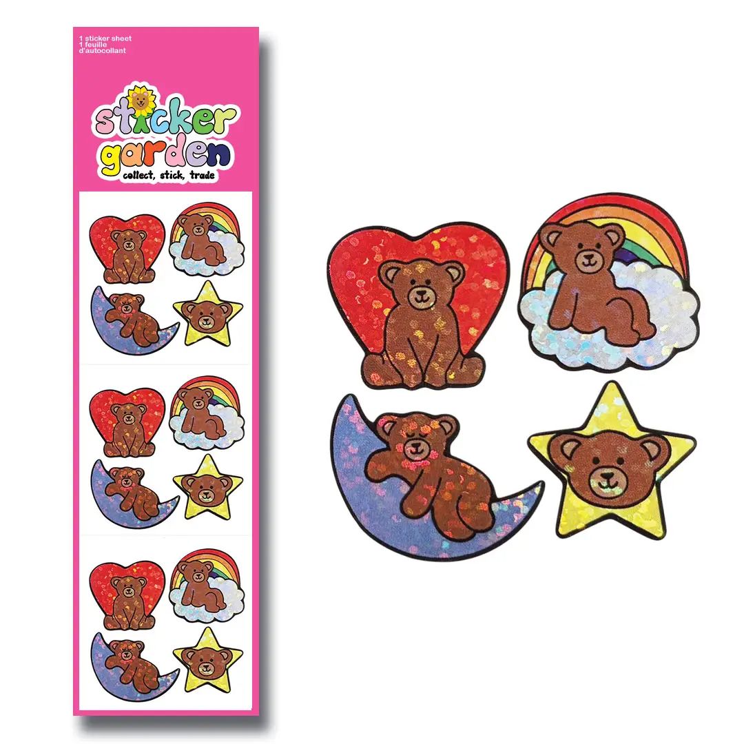 Sparkle Bears In The Clouds Sticker Sheet