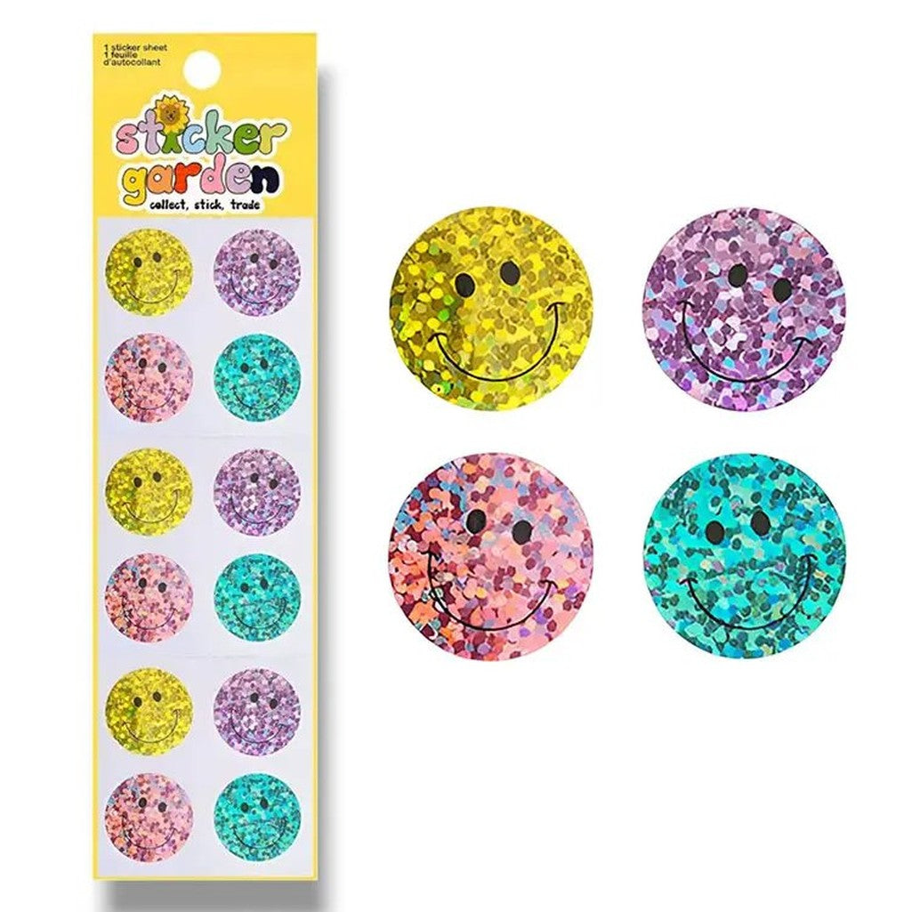Sparkle Happy Face Fun Sticker Sheet - Parkette.