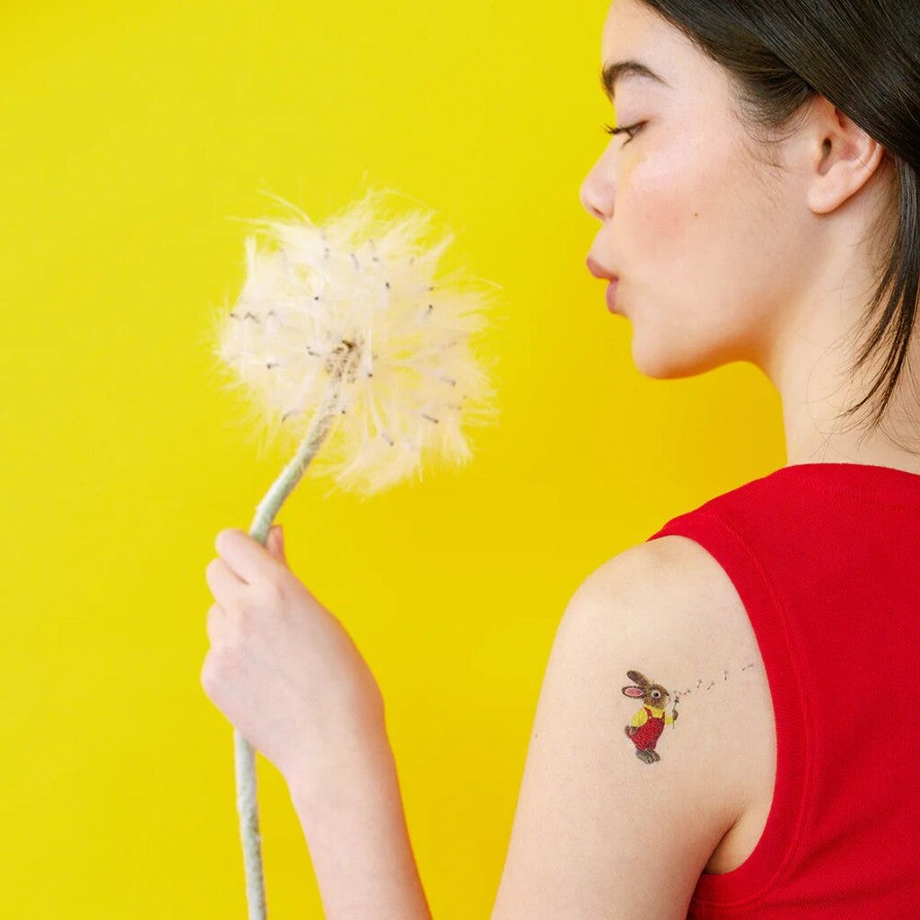 Dandelion Bunny Tattoo Pair - Parkette.