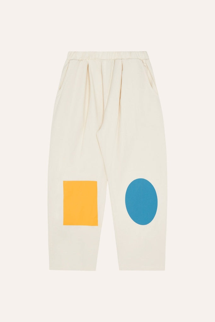 Bicolor Patches Ecru Trousers - Parkette.