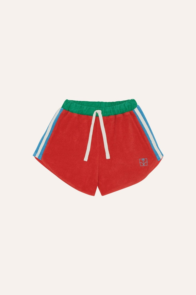 Red Color Block Shorts