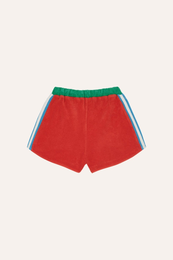 Red Color Block Shorts