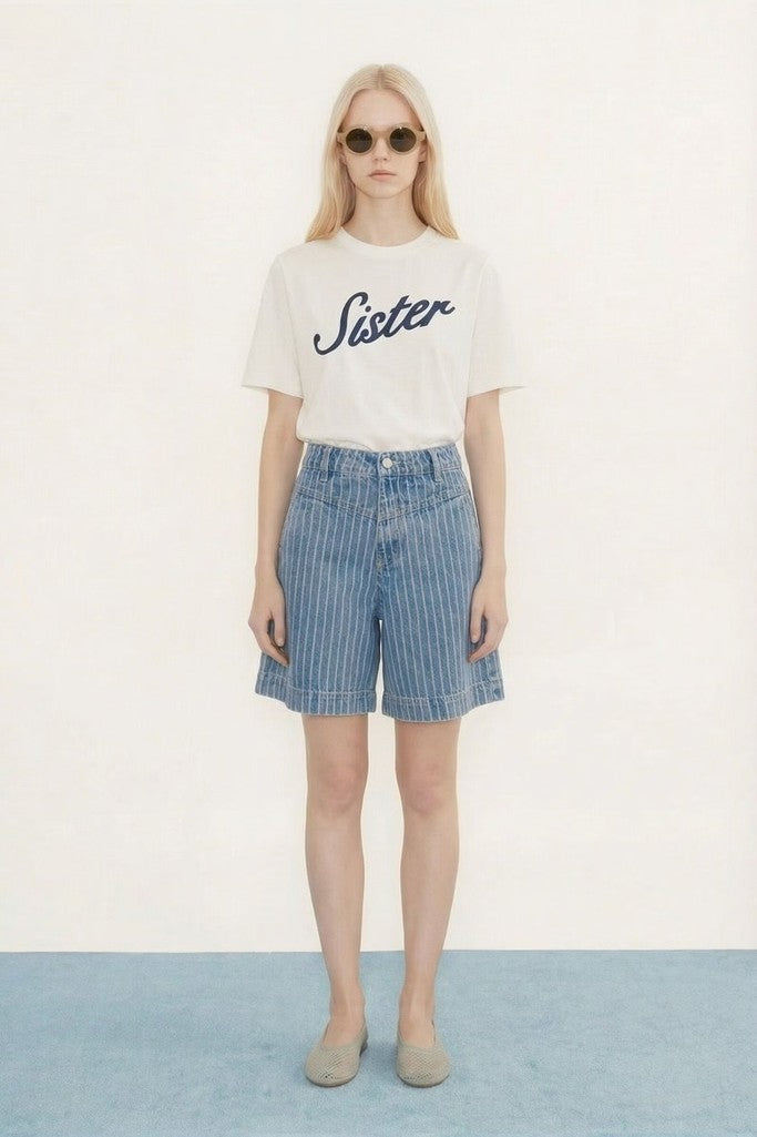 Denim Striped Bermuda - Parkette.