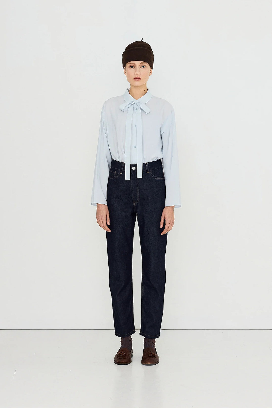 Bow Neck Shirt - Pretty Blue