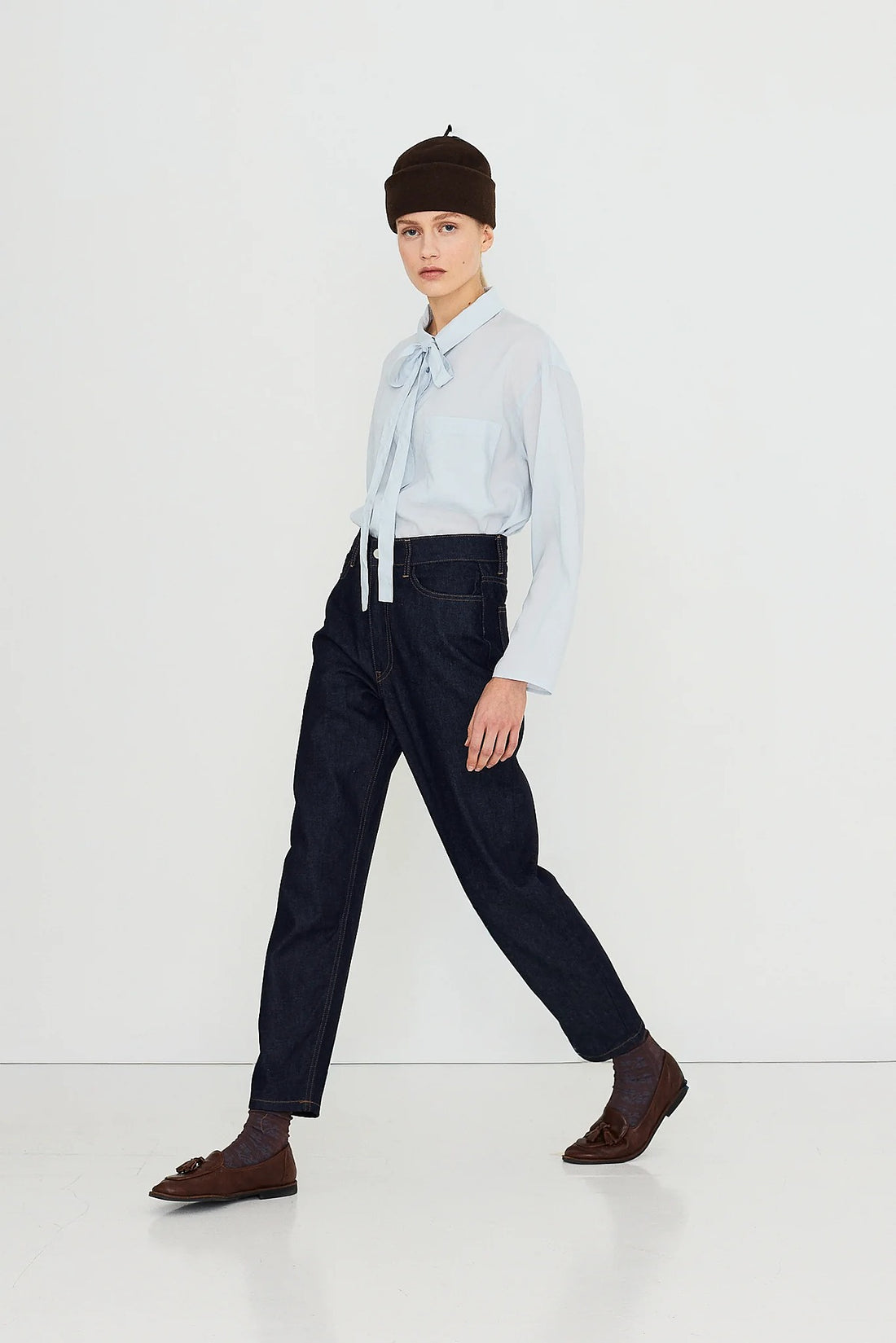 Bow Neck Shirt - Pretty Blue