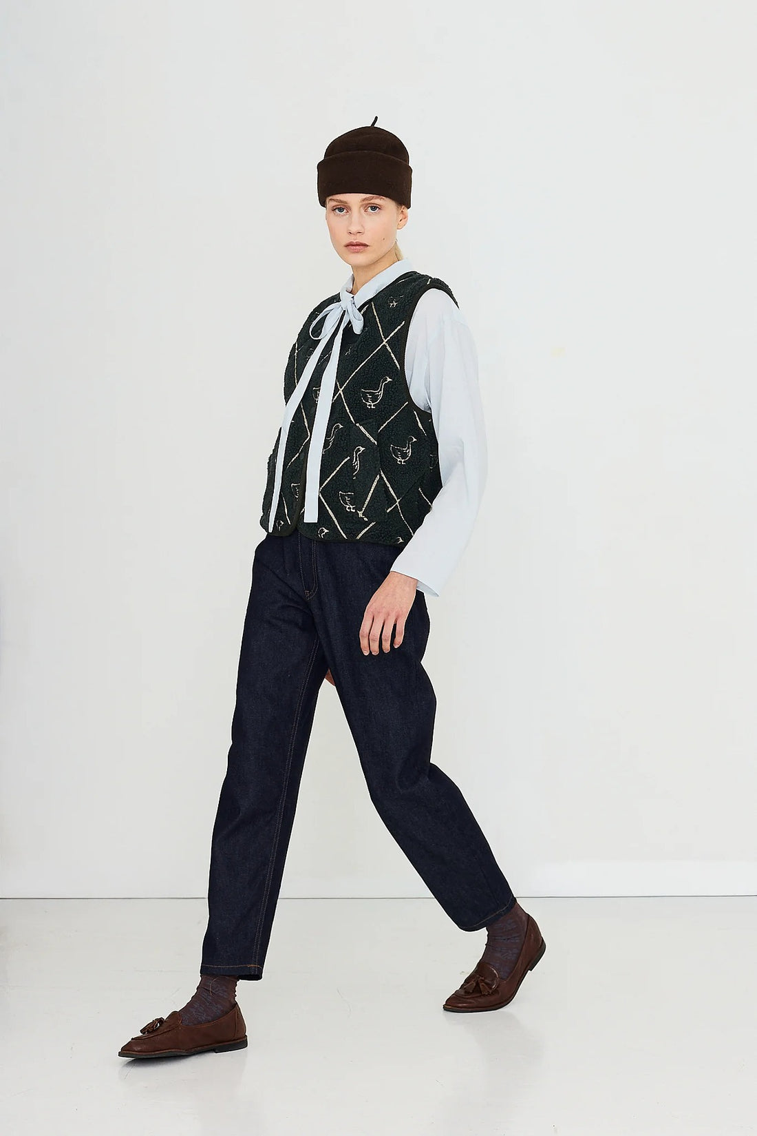 Bow Neck Shirt - Pretty Blue