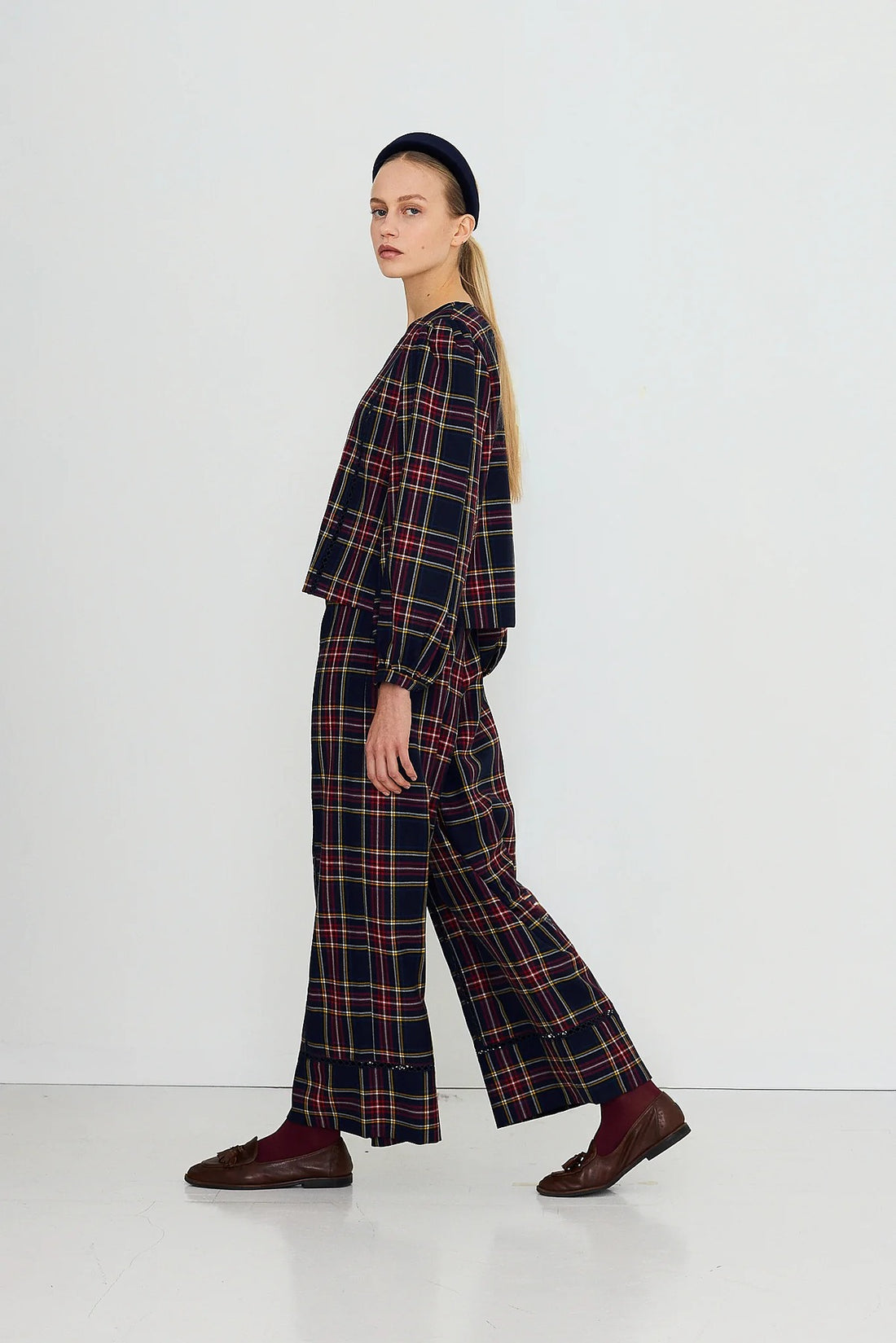 Check Wide Pants