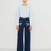 Embroidered Horses Jeans