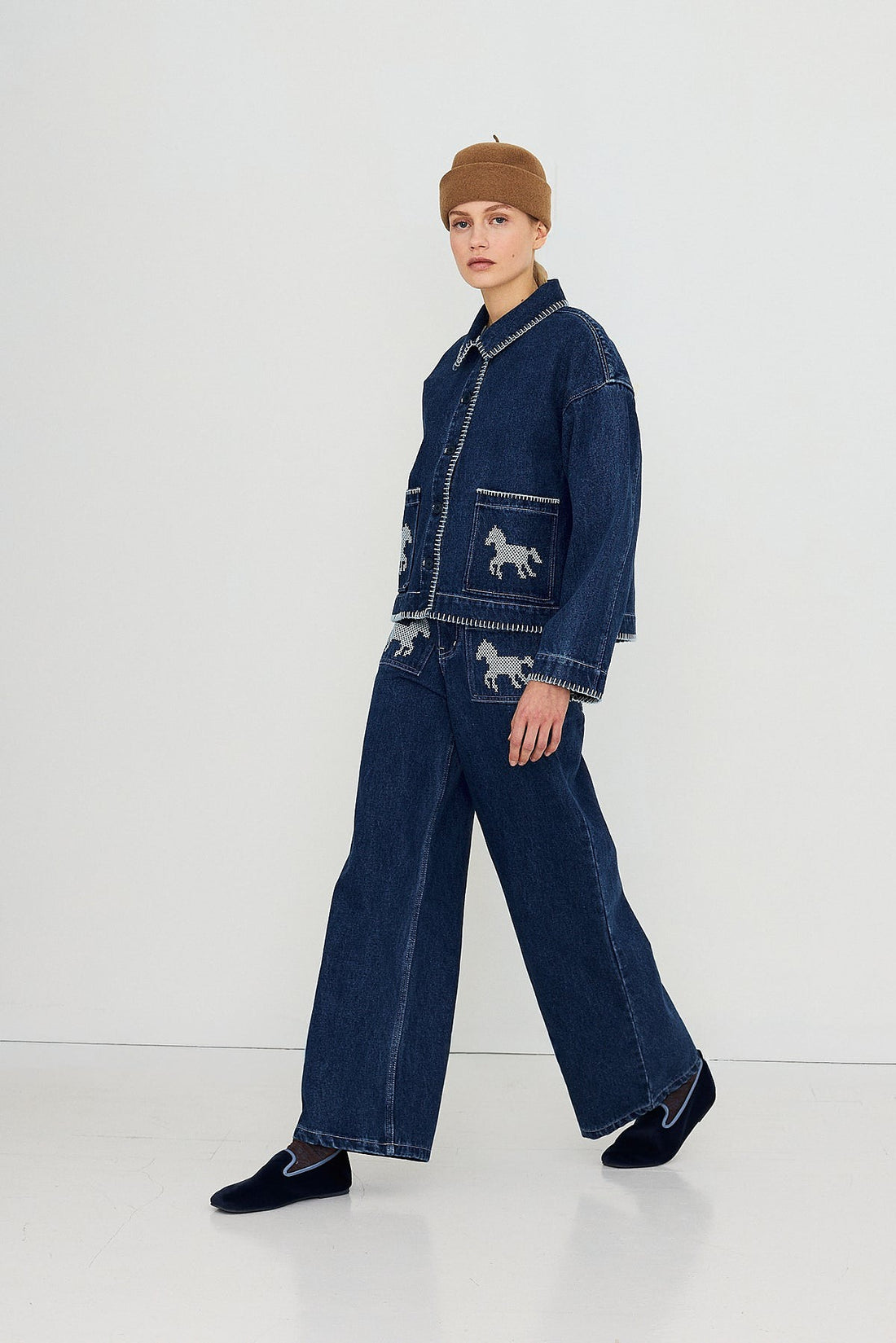 Embroidered Horses Jeans