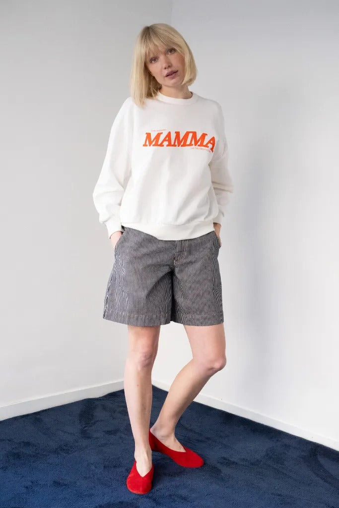 Striped Denim Bermuda Shorts - Parkette.