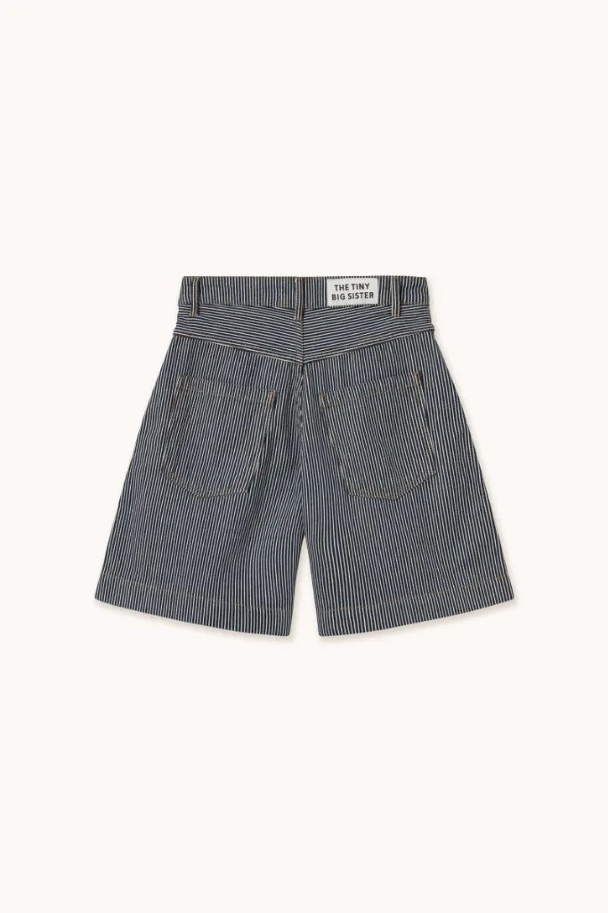 Striped Denim Bermuda Shorts - Parkette.