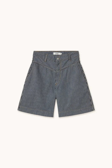 Striped Denim Bermuda Shorts - Parkette.