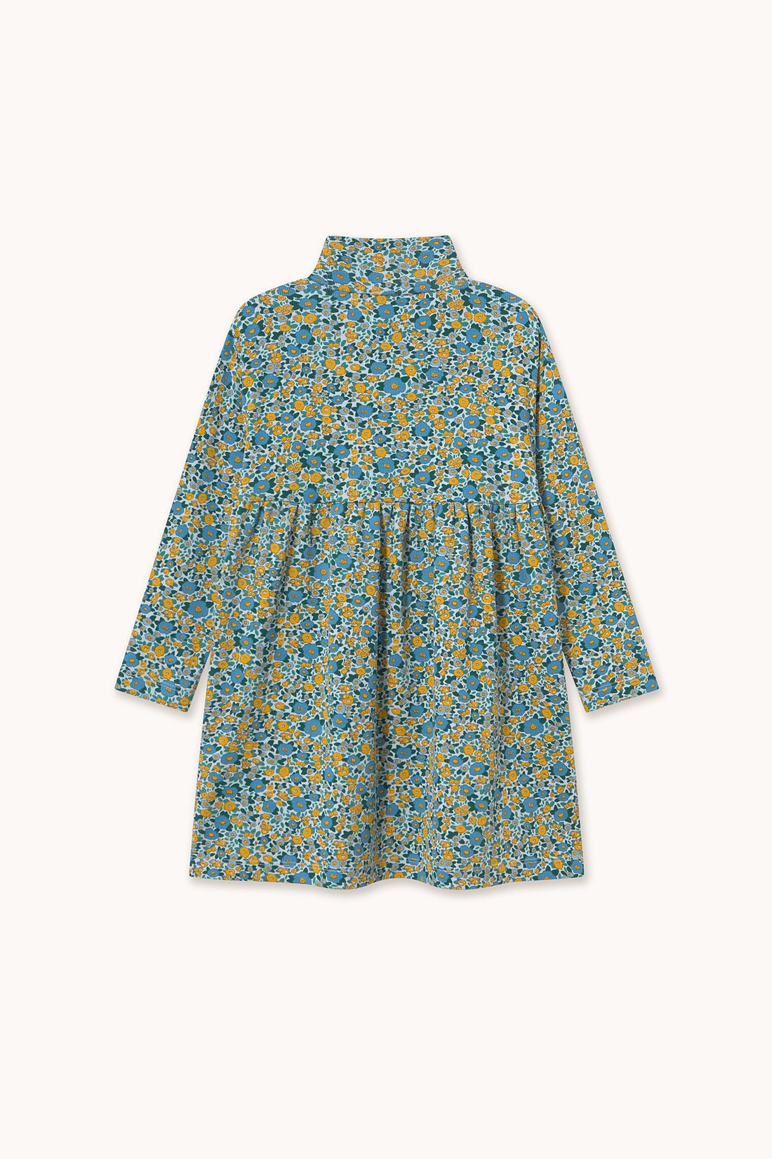 Flower Pattern Rib Mockneck Dress