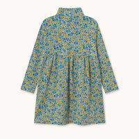 Flower Pattern Rib Mockneck Dress