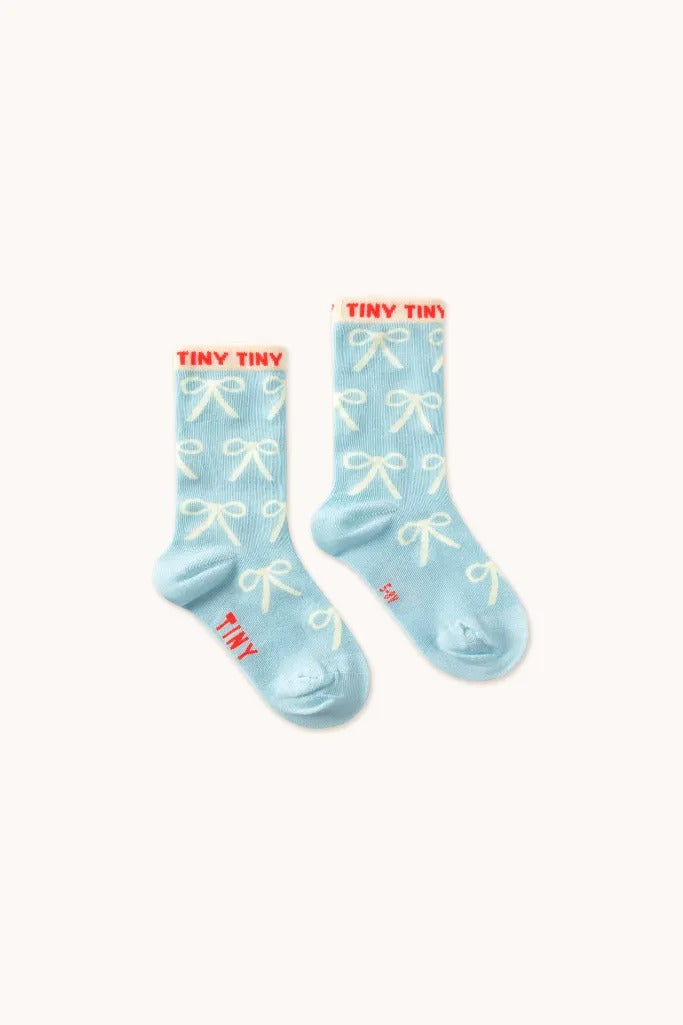 Bows Medium Socks - Dusty Blue - Parkette.