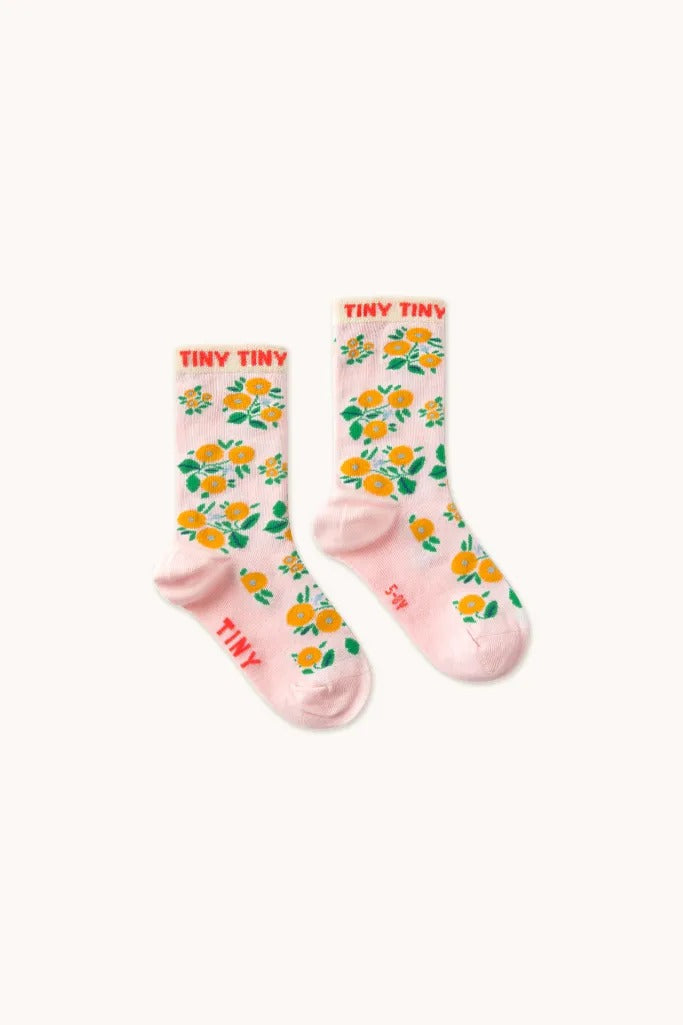 Flowers Medium Socks - Pastel Pink - Parkette.