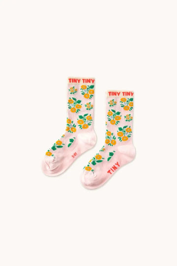 Flowers Medium Socks - Pastel Pink - Parkette.