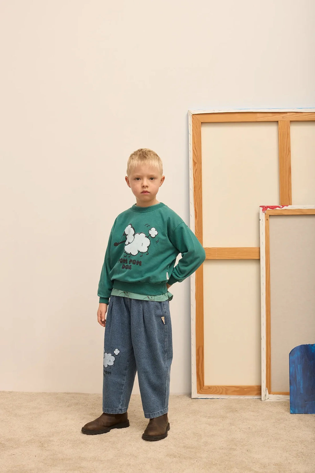Pom Pom Dog Sweatshirt - Teal
