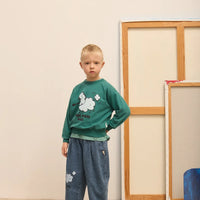 Pom Pom Dog Sweatshirt - Teal