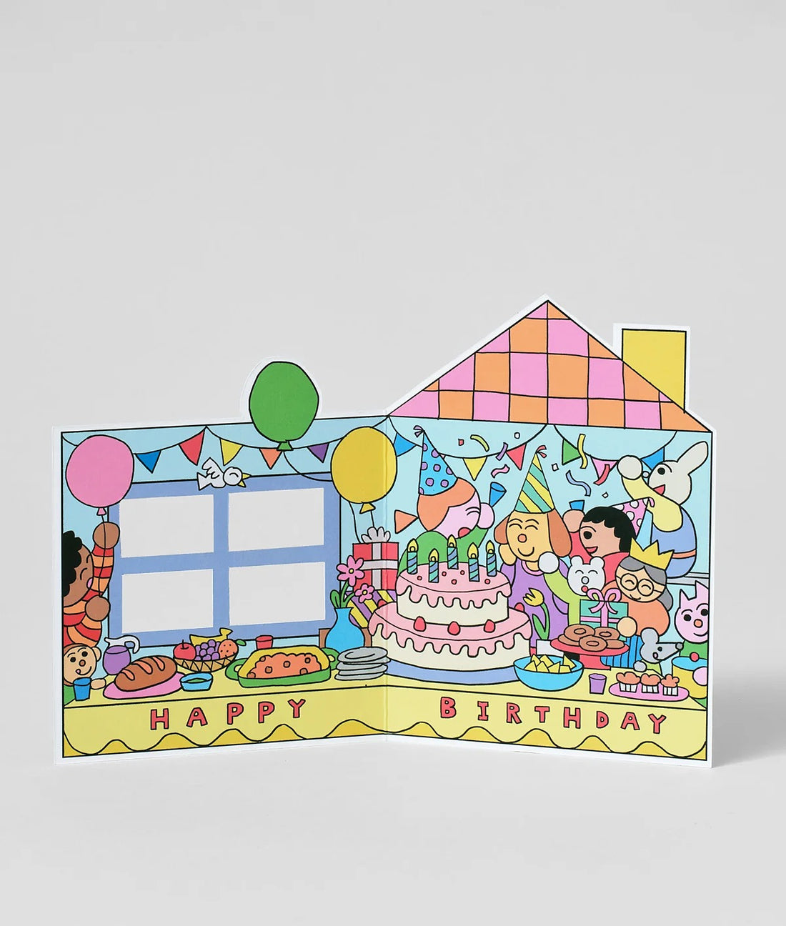 Birthday House Party Shaped Greeting Card