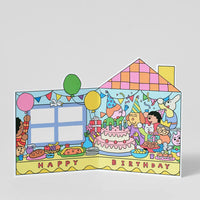 Birthday House Party Shaped Greeting Card