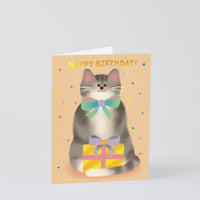 Cat & Bow Tie Birthday Greeting Card