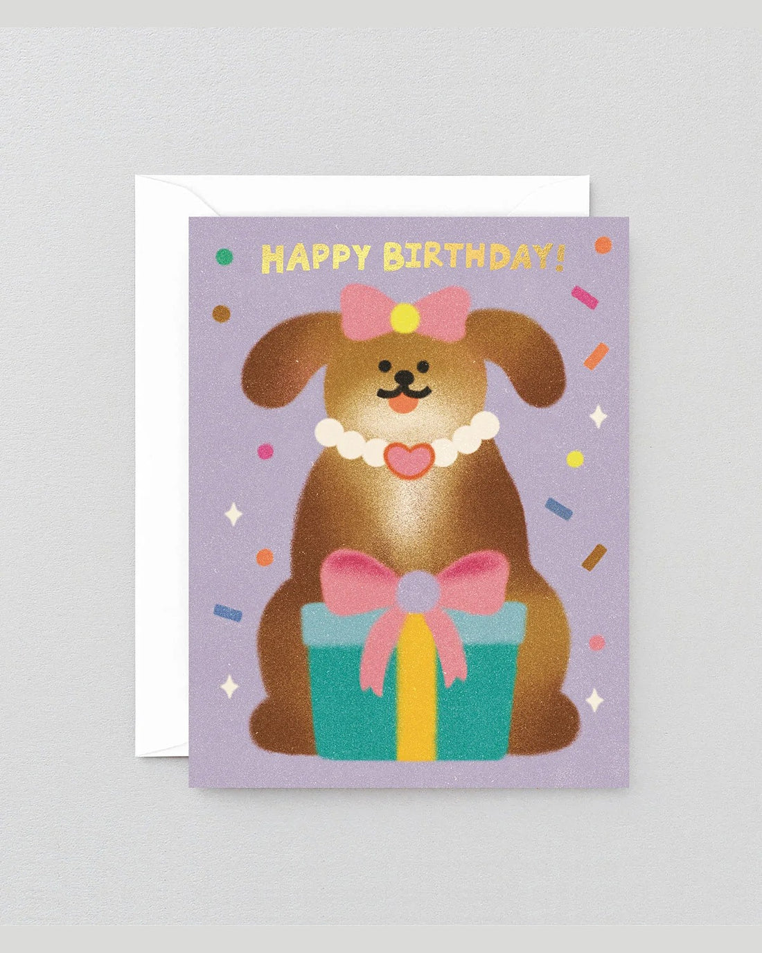 Dog & Ribbon Birthday Greeting Card