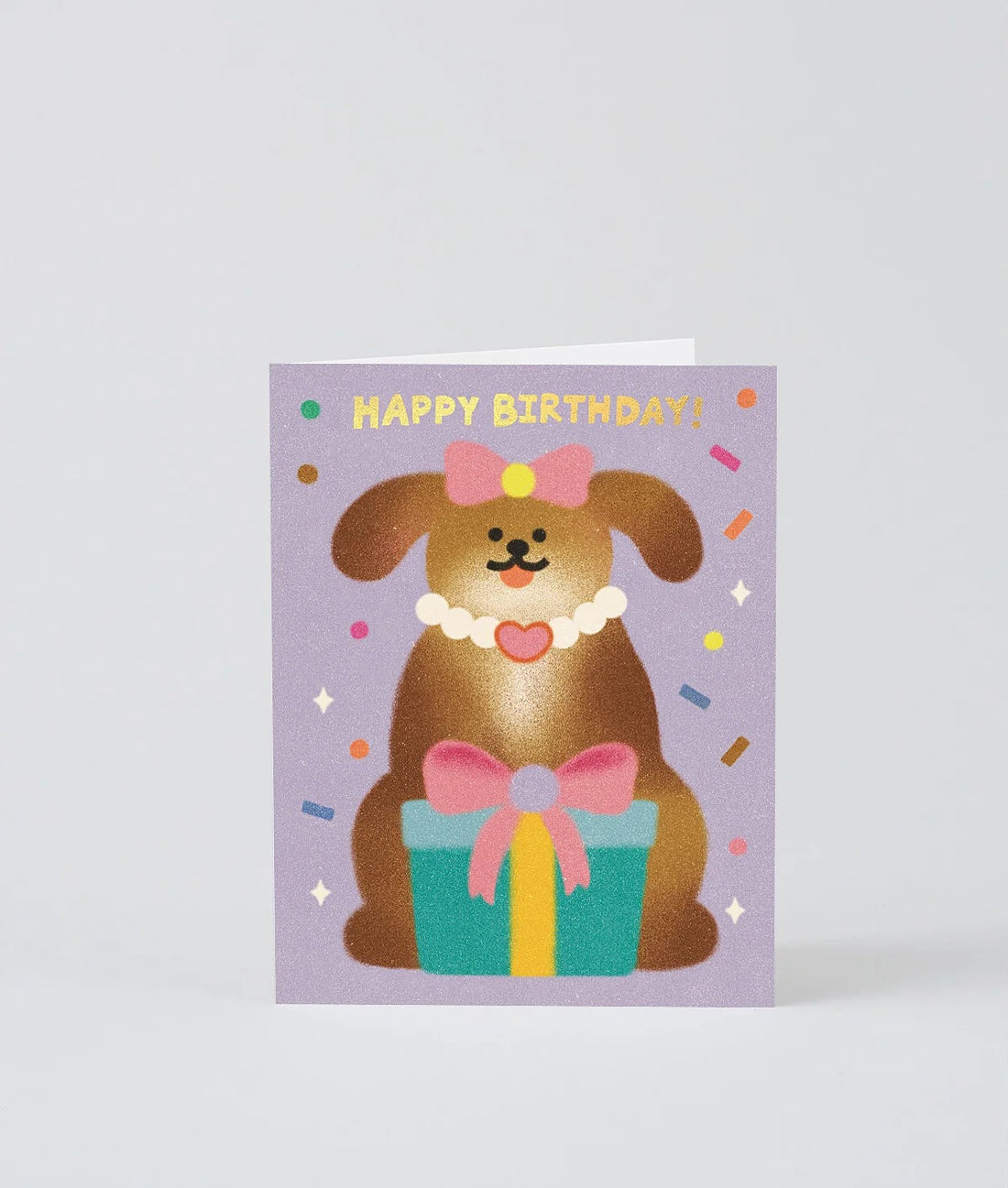 Dog & Ribbon Birthday Greeting Card