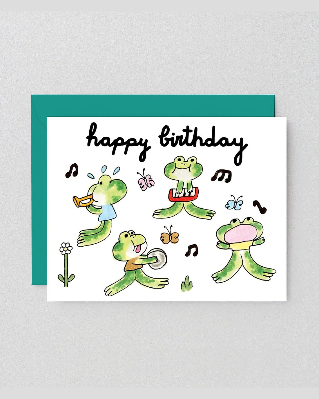 Happy Birthday Frog Band Greeting Card