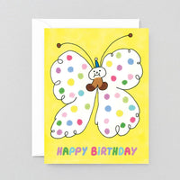 Happy Birthday Spotty Butterfly Cake & Slice Greeting Card