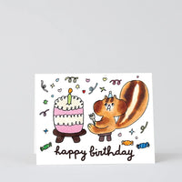Happy Birthday Squirrel & Cake Greeting Card