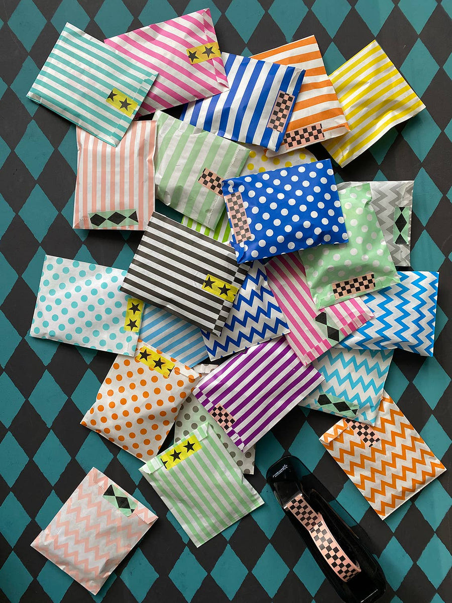 25 Assorted Pattern Paper Bags - Parkette.