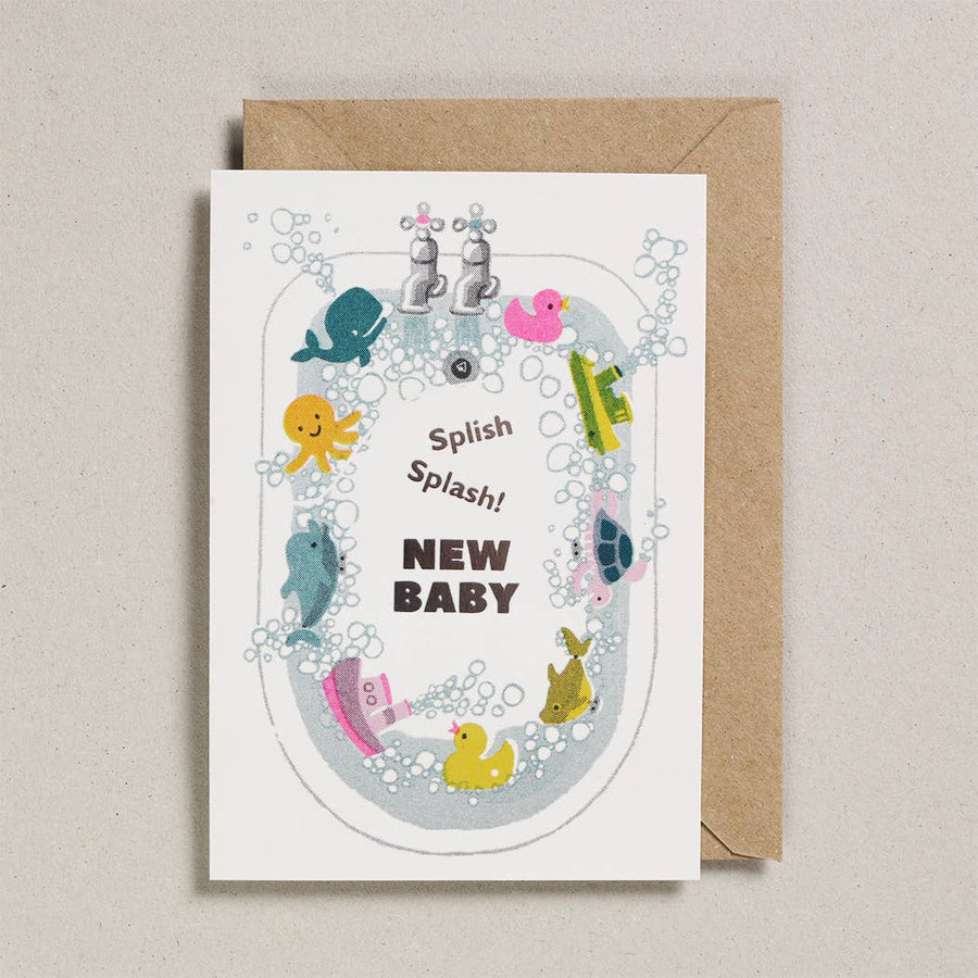 Splish Splash Riso Baby Card - Parkette.