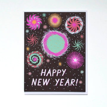 Happy New Year Fireworks Greeting Card - Parkette.