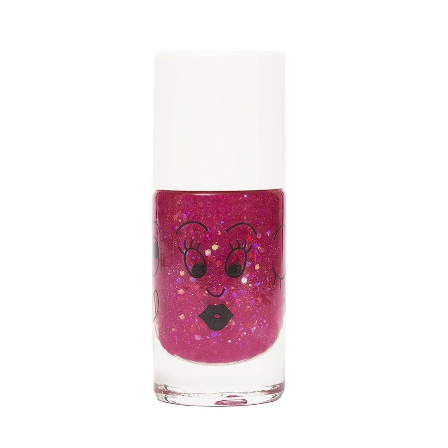 Nailmatic Kids Sheepy Clear Raspberry Glitter Water-Based Nail Polish - Parkette.