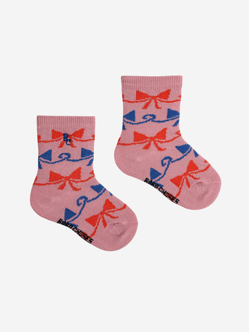 Baby Ribbon Bow All Over Short Socks - Parkette.